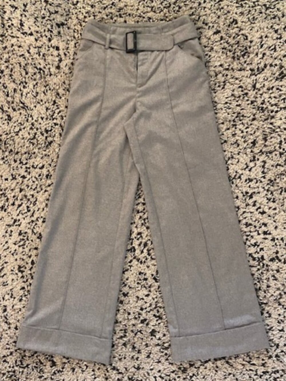 Anthropologie Cartonnier Wide Leg Pants Grey Cuffed Belt Size 4 Long